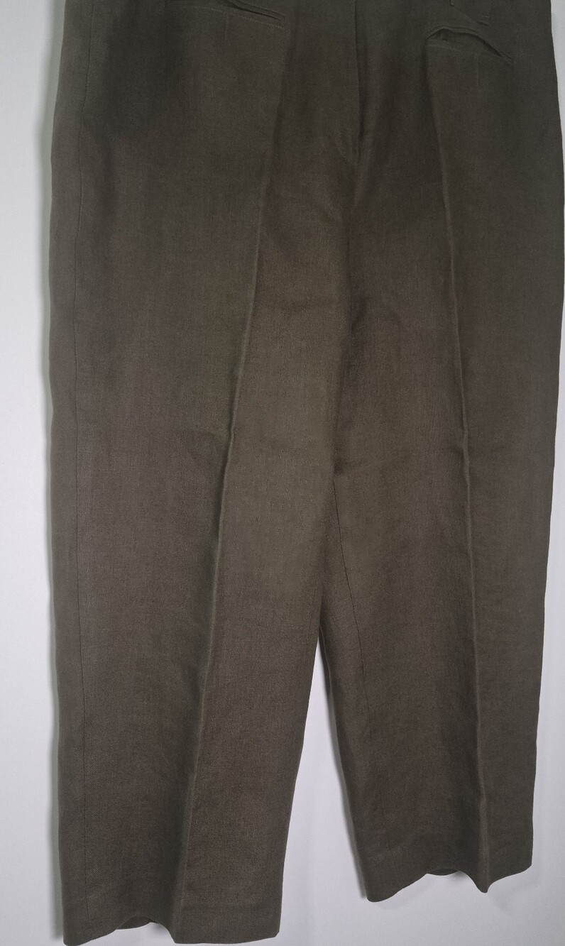 Talbots Irish Linen 100% Olive Green Wide Leg Dress Pants Size 18 Lined